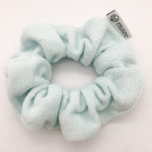 Absorb Water Blue Cotton Terry Elastic Scrunchy With Logo Tag