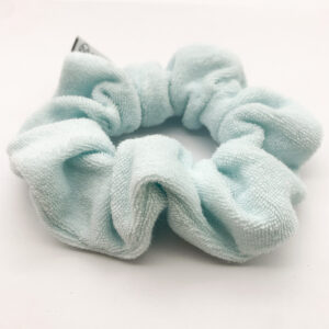 Absorb Water Blue Cotton Terry Elastic Scrunchy With Logo Tag