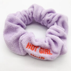 Lilac Towel Cloth Hair Scrunchies With Custom Logo Embroidery