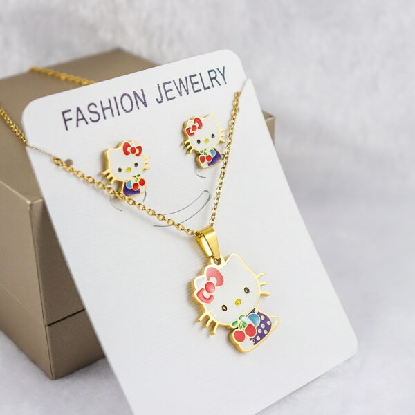 Fashion Stainless steel Jewelry Cartoon Necklace and Earrings for Kids and girls