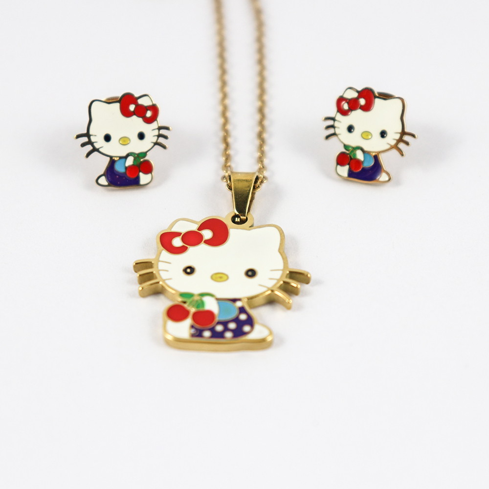 Fashion Stainless steel Jewelry Cartoon Necklace and Earrings for Kids and girls