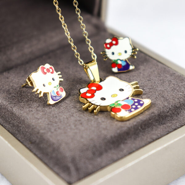 Fashion Stainless steel Jewelry Cartoon Necklace and Earrings for Kids and girls