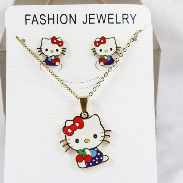 Fashion Stainless steel Jewelry Cartoon Necklace and Earrings for Kids and girls