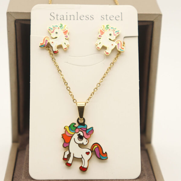 Fashion Stainless steel Jewelry Cartoon Necklace and Earrings