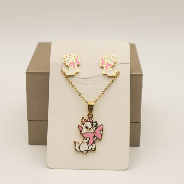 Fashion Stainless steel Jewelry Cartoon Necklace and Earrings for Kids and Girls