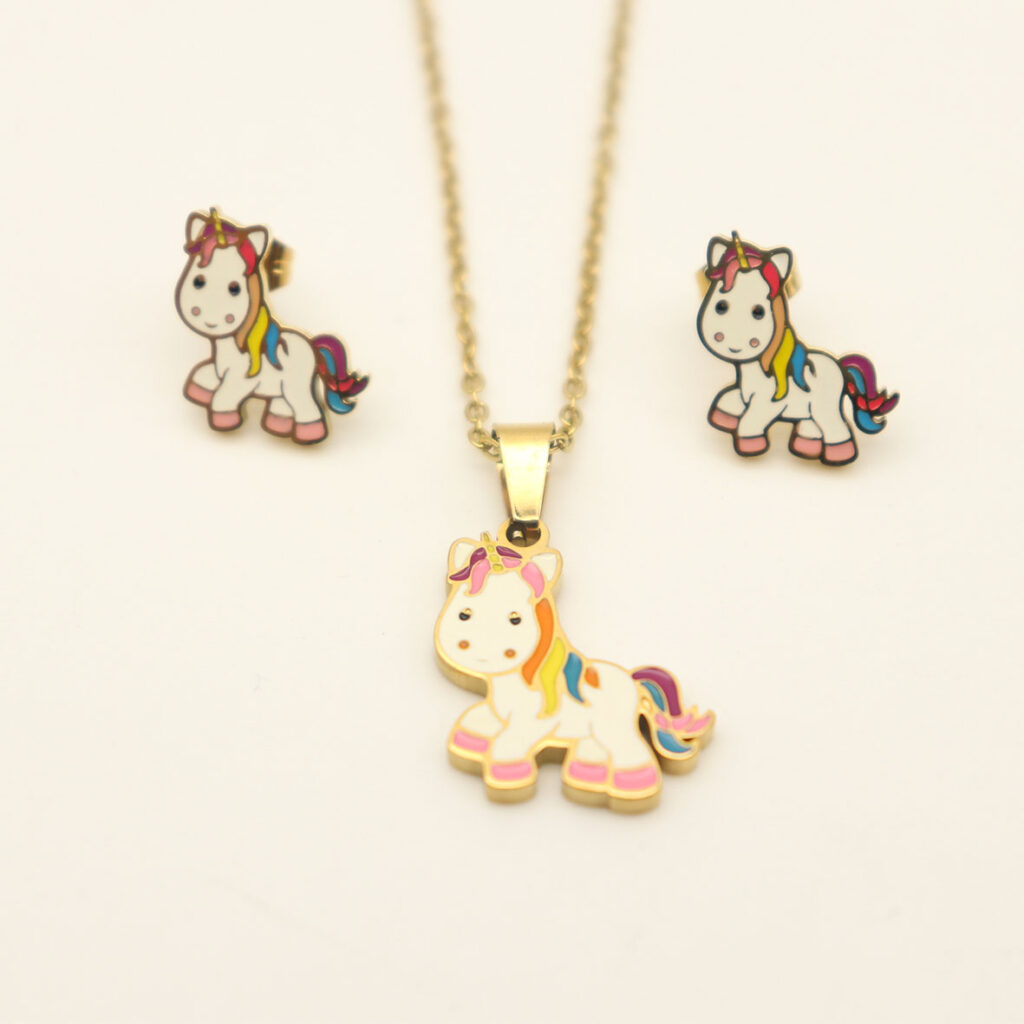 Fashion Stainless steel Jewelry Cartoon Necklace and Earrings