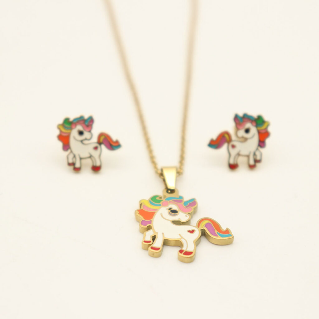 Fashion Stainless steel Jewelry Cartoon Necklace and Earrings