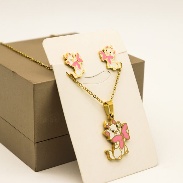 Fashion Stainless steel Jewelry Cartoon Necklace and Earrings for Kids and Girls