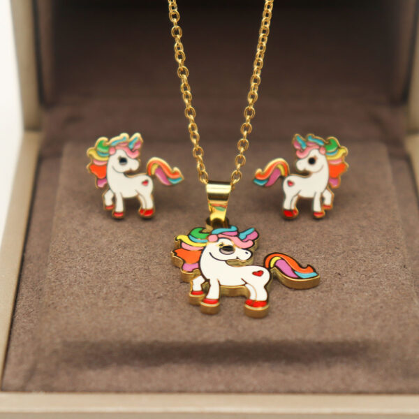 Fashion Stainless steel Jewelry Cartoon Necklace and Earrings - Image 3