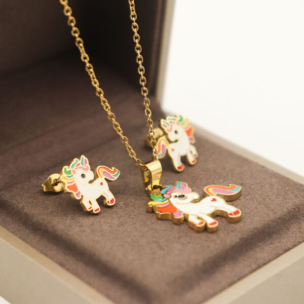 Fashion Stainless steel Jewelry Cartoon Necklace and Earrings - Image 2