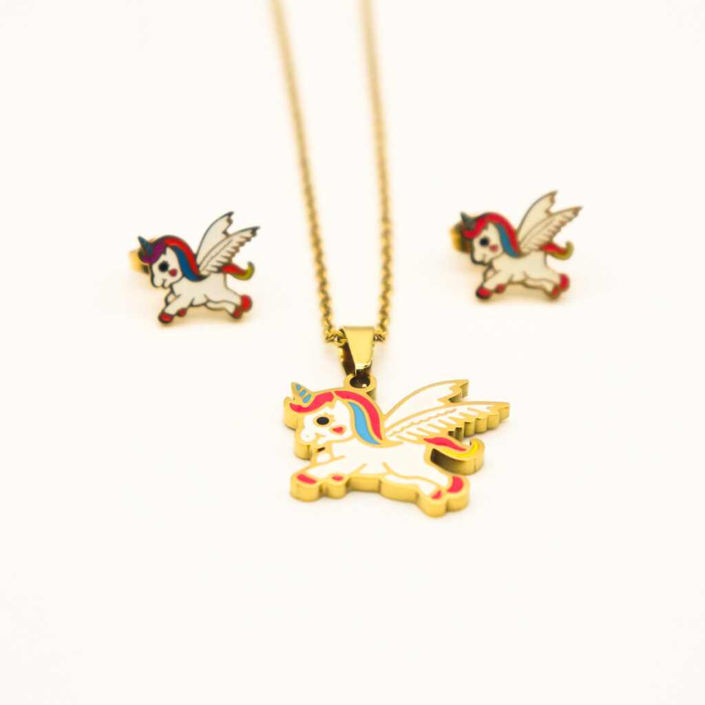 Fashion Stainless steel Jewelry Cartoon Necklace and Earrings for Kids and girls