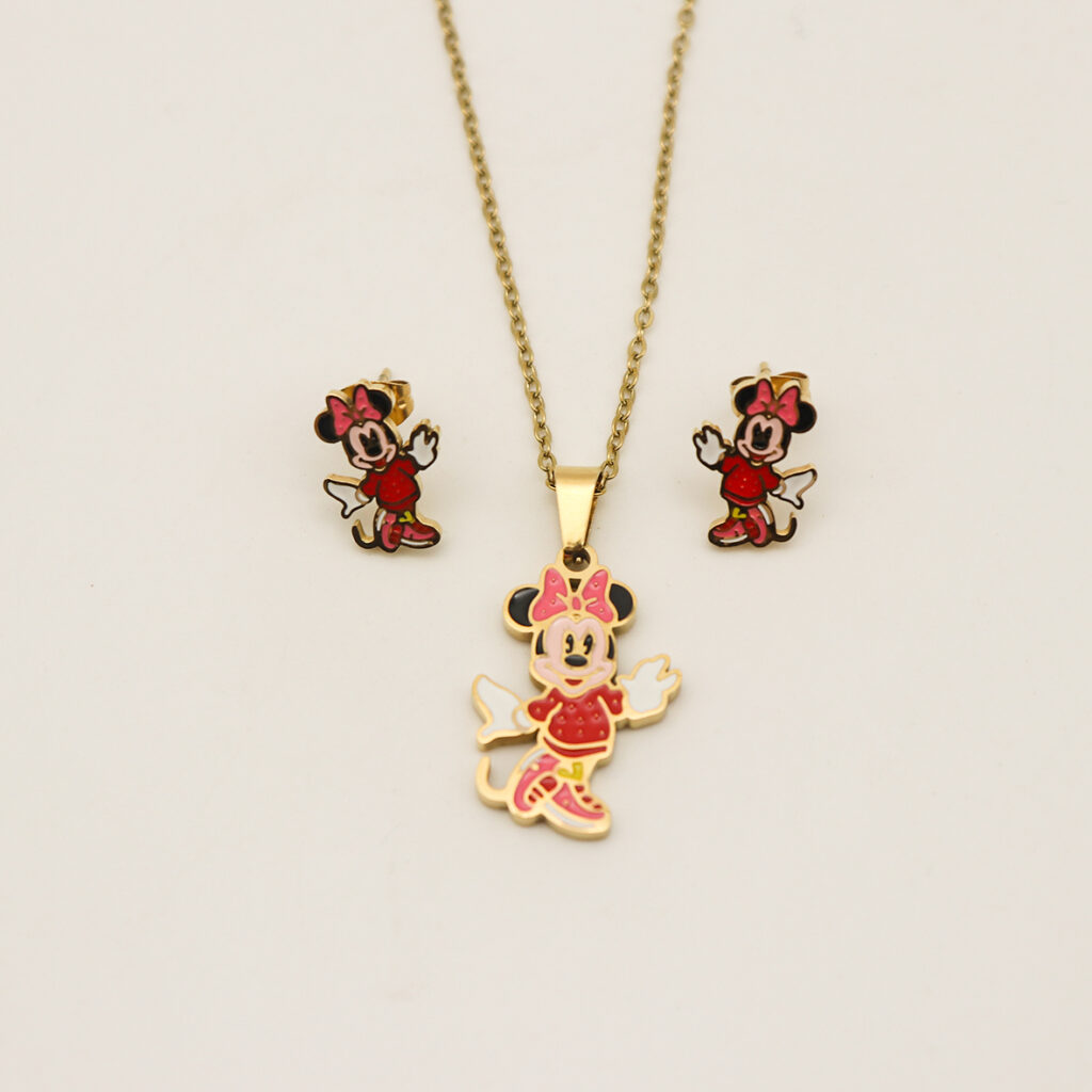 Fashion Stainless steel Jewelry Cartoon Necklace and Earrings for Kids