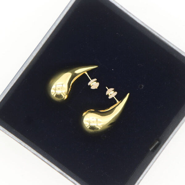 24K Gold Plated 925 Sterling Silver Post Teardrop Chunky Hoop Earrings