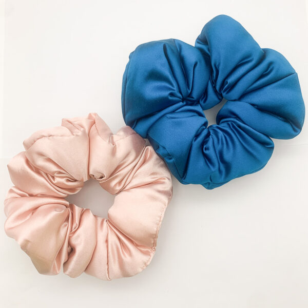 Cotton Filled Curly Hair 100% Silk Large Puffy Pillow Scrunchies